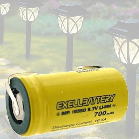 Exell Battery 3.7V 18350 700mAh Rechargeable Solar Light FLAT TOP Battery EBLI-18350HP7-WT_SOLAR